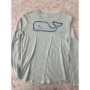 Vineyard Vines Youth Kids Long Sleeve T-Shirt W/Whale Pale Turquoise Youth Large